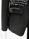 2024 Elegant Women's Light Luxury Diamond Design Suit Pants Set with Collar Long Sleeve Slim Fit Suit Coat+Two Piece Pants Set