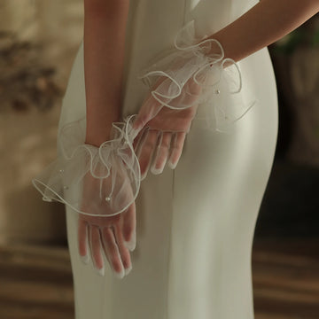WG142 White Elegant Satin Wedding Gloves Short Bridal Wedding Dress Dress Photography Evening Wedding Accessories
