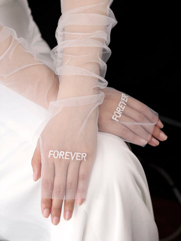 WG181 Simple Mesh Embroidered Wedding Gloves Amazon Long Fingerless Sleeves Wedding Dress Accessories