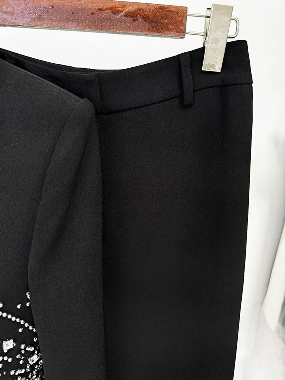 2024 Elegant Women's Light Luxury Diamond Design Suit Pants Set with Collar Long Sleeve Slim Fit Suit Coat+Two Piece Pants Set