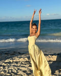 Yellow Women Sleeveless Sexy Strap Square Collar Long Bandage Maxi Dress Beach Style Celebrate Birthday Vacation Party Dress