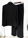 2024 Elegant Women's Light Luxury Diamond Design Suit Pants Set with Collar Long Sleeve Slim Fit Suit Coat+Two Piece Pants Set