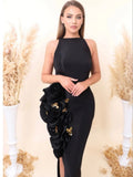 New Arrival Women Sleeveless Sexy O-Neck Florals Bodycon Bandage Long Dress Celebrate Evening Party Nightclub Birthday Dress