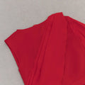 2024 Chic and Elegant Women's Red Dress O-neck Single Shoulder Oversized Trumpet Sleeve Bodycon Long Dress Evening Party Vestido