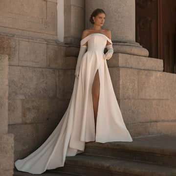 Simple A Line Wedding Gown For Women Off Shoulder Customized Wedding Dress Luxury 2025 Evening Bride Dresses