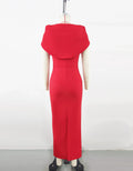 Top Quality Red Color Women Sexy Short Sleeve Square Collar Bodycon Long Bandage Dress Elegant Evening Party Wedding Wear