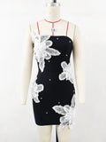 2024 Autumn Wome Strapless Sleeveless Sexy Bandage Dress With Three-Dimensional Flower Bead Design Bodycon Backless Mini Dress